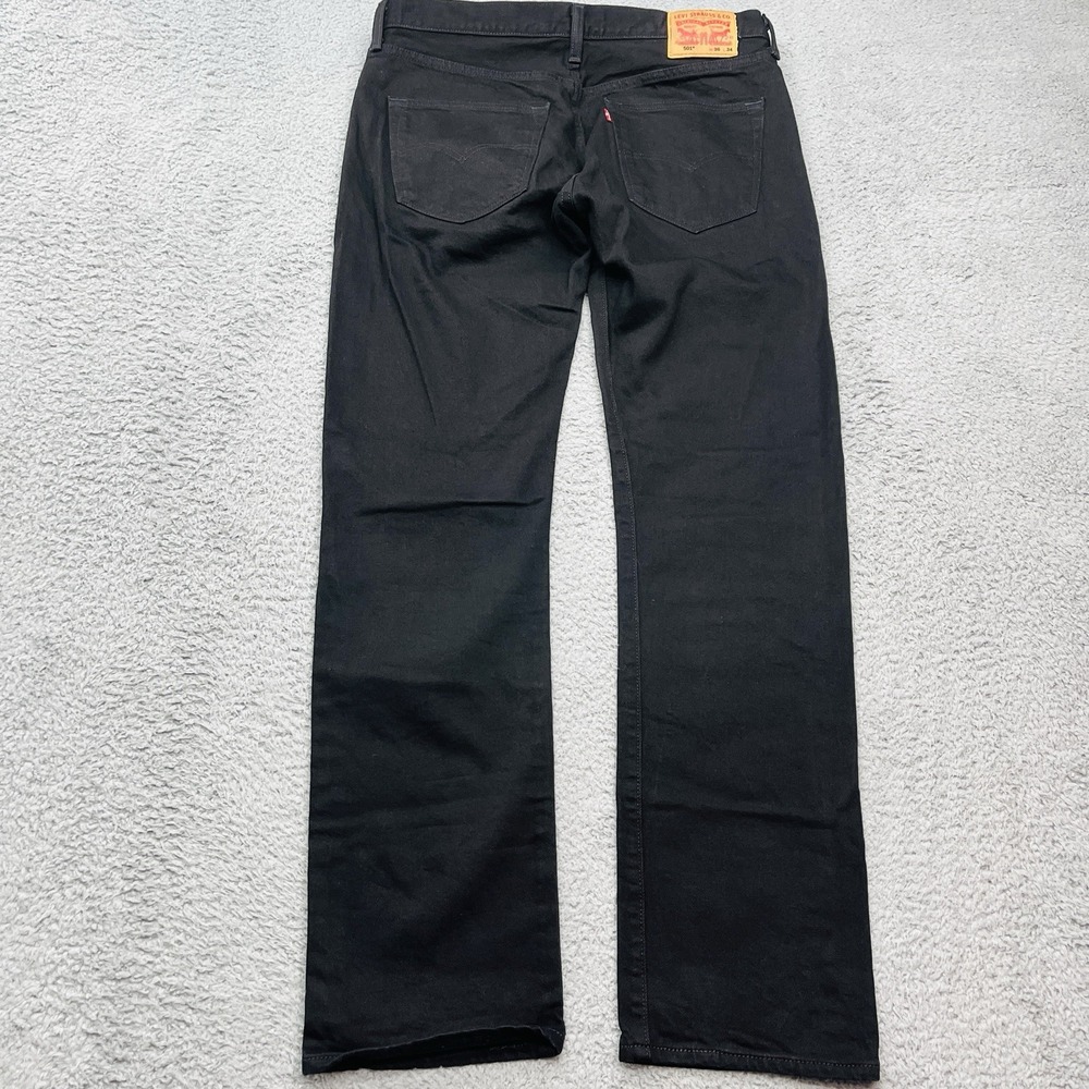 Levi's 501 Button Fly Jeans Mens 36x33 Black Straight Leg Classic Normcore‎ - Picture 2 of 12